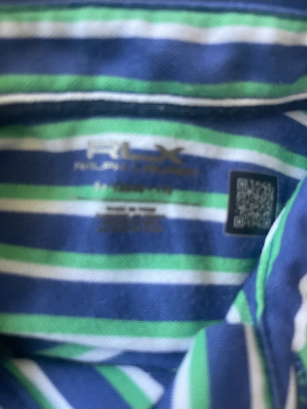 Ralph Lauren Boys Size 5 Navy, Blue & Green Striped Polo Shirt